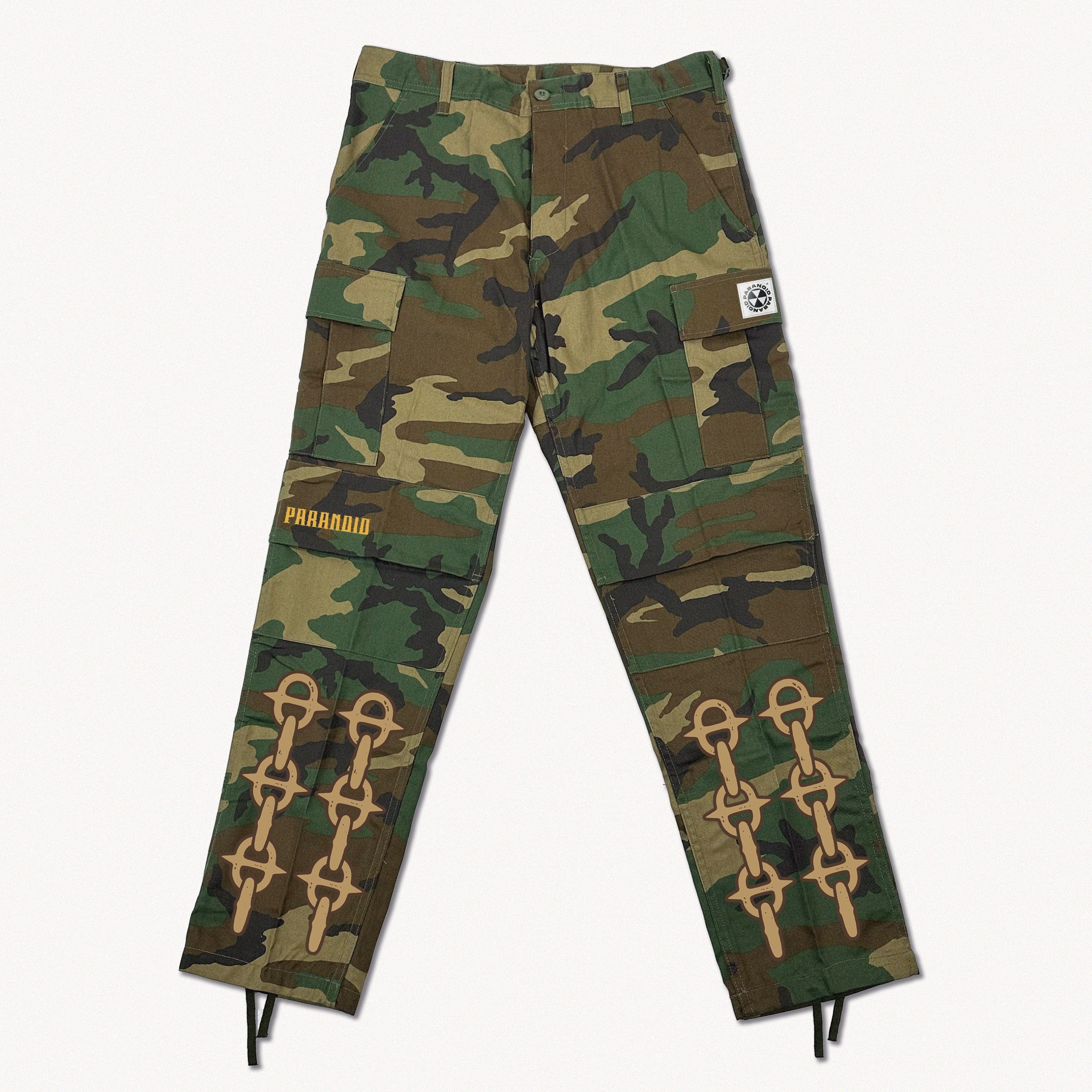 PARANOID CHAINS WOODLAND CAMO CARGO PANTS