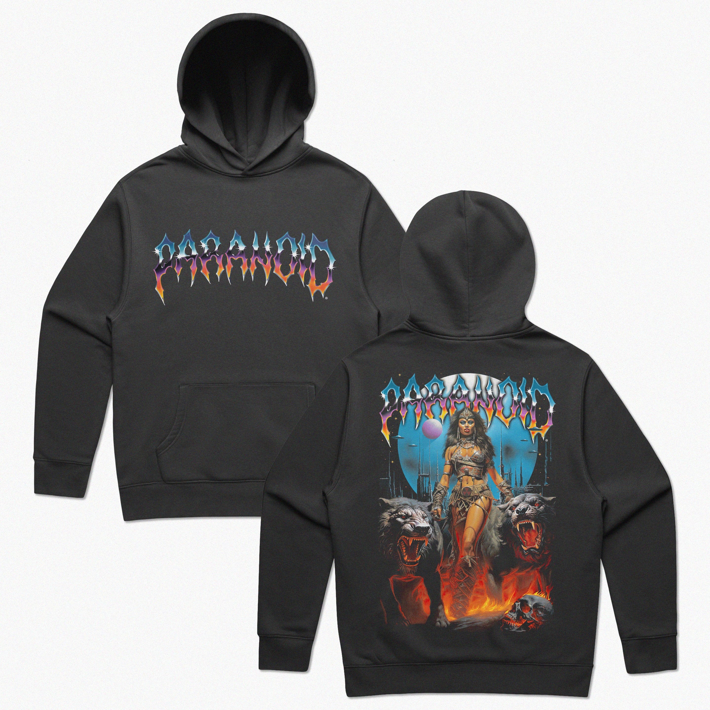 PARANOID PLANET PREMIUM HEAVY VINTAGE BLACK HOODIE